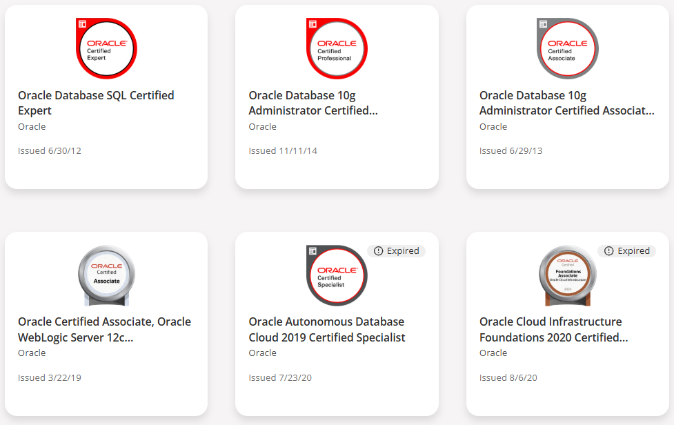 Oracle Expert certificate